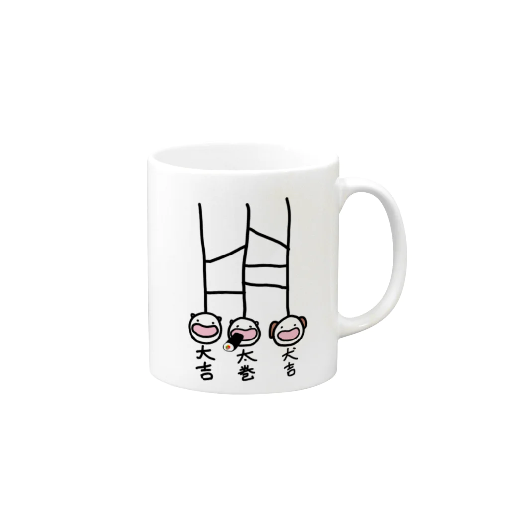 ダイナマイト87ねこ大商会のあみだくじ Mug :right side of the handle