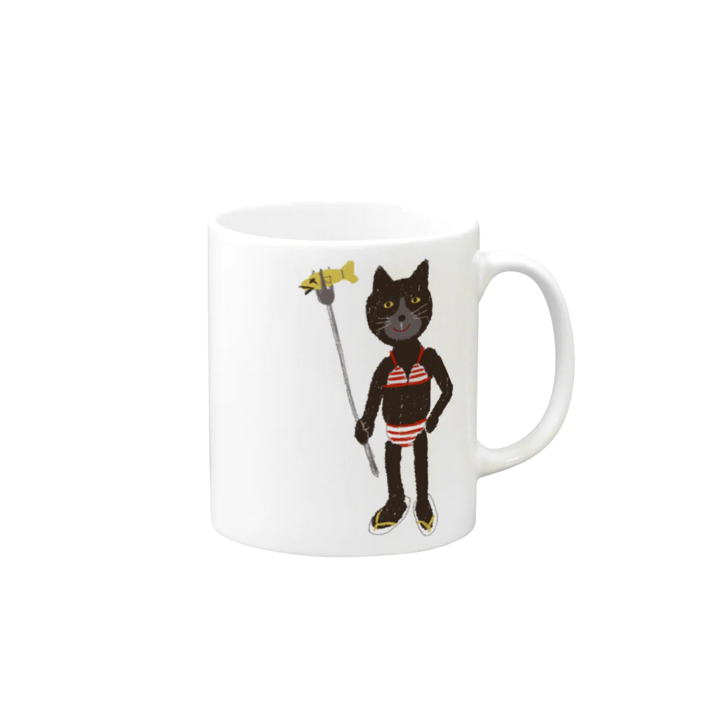 キッチン くろねこのちょろいもんさ Mug :right side of the handle