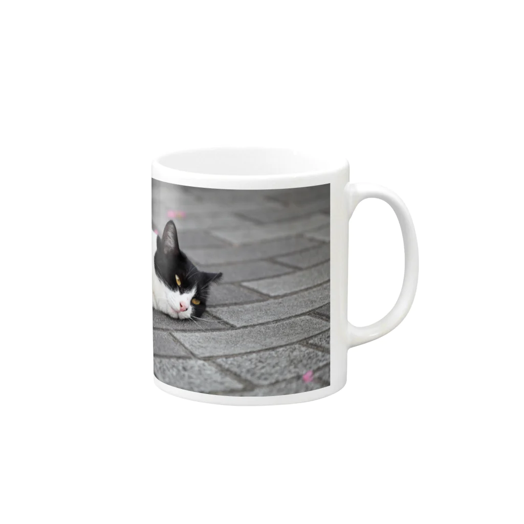 みか猫の猫のこばち Mug :right side of the handle