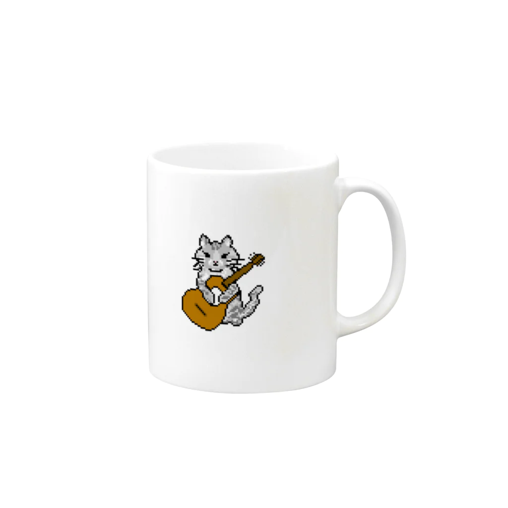菊花ゆいの猫とギター　ワンポイント マグカップの取っ手の右面