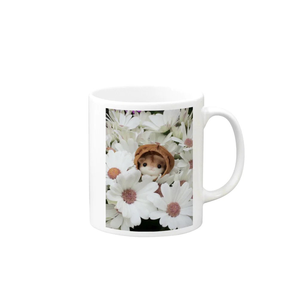 mukumukuのお花畑のカラハムちゃん Mug :right side of the handle