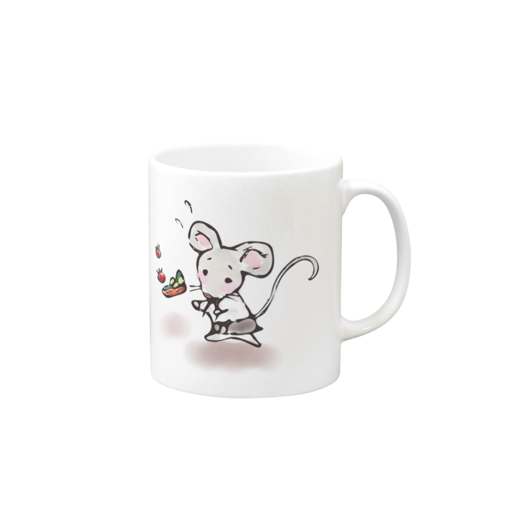 あかえほ & ちびそざいのねことねずみの喫茶店【あかえほ公式】 Mug :right side of the handle