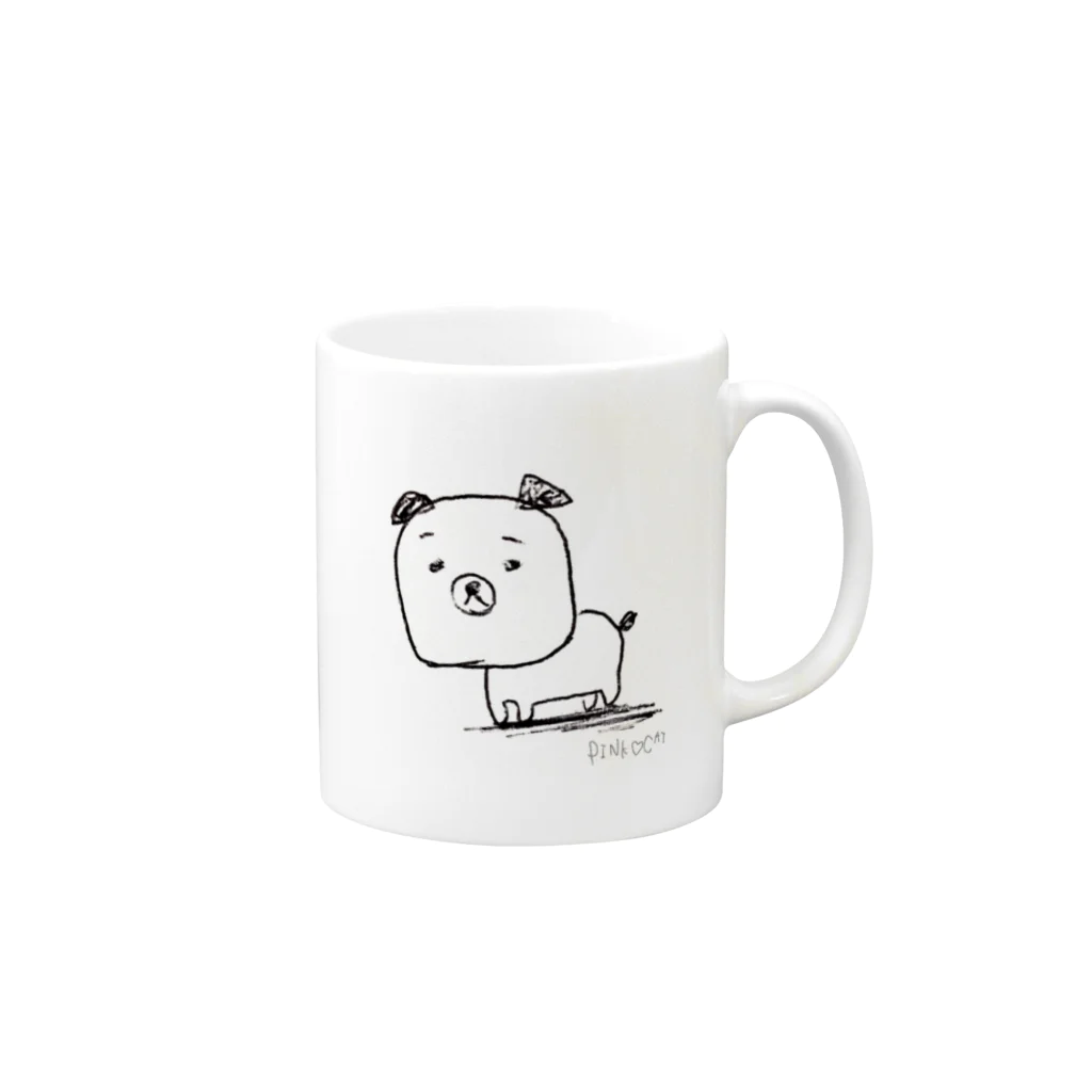 PINK♥CATの猫派が描いた犬 Mug :right side of the handle