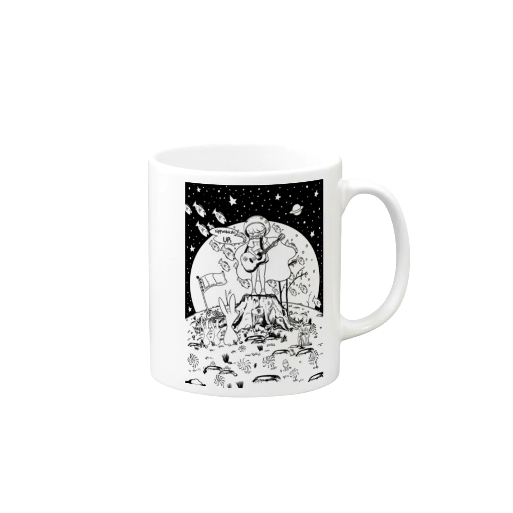 日本橋UPsの支援イラストモノクロver. Mug :right side of the handle