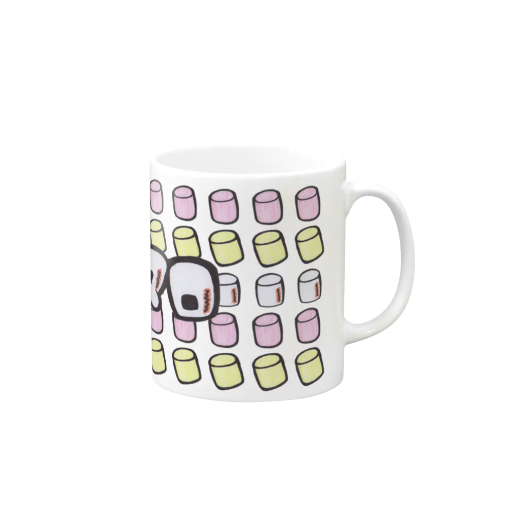 N子の絵日記の私はマシュマロが大好きです！(いっぱい) Mug :right side of the handle