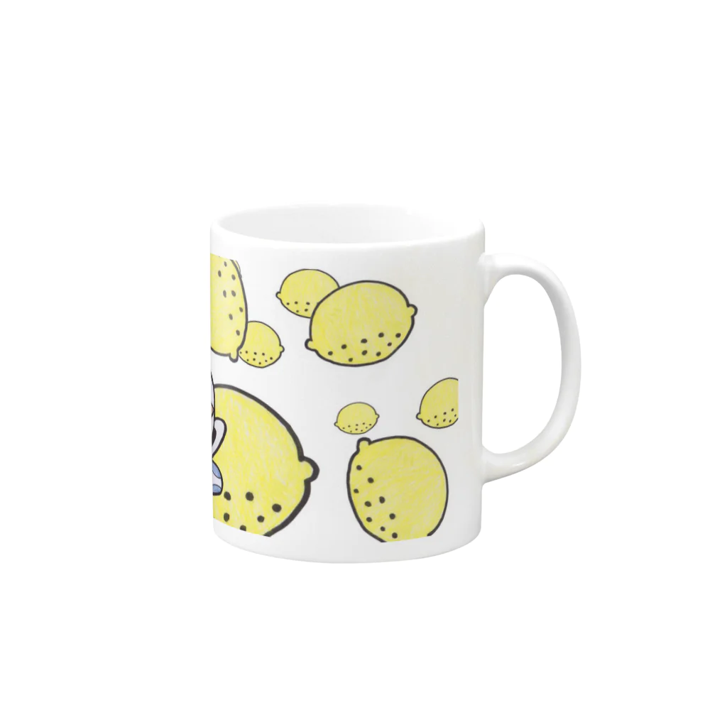 N子の絵日記の私はレモンティーが大好きです！(レモンシャワー) Mug :right side of the handle