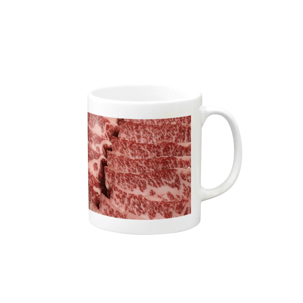 ろふの四角いお肉 Mug :right side of the handle