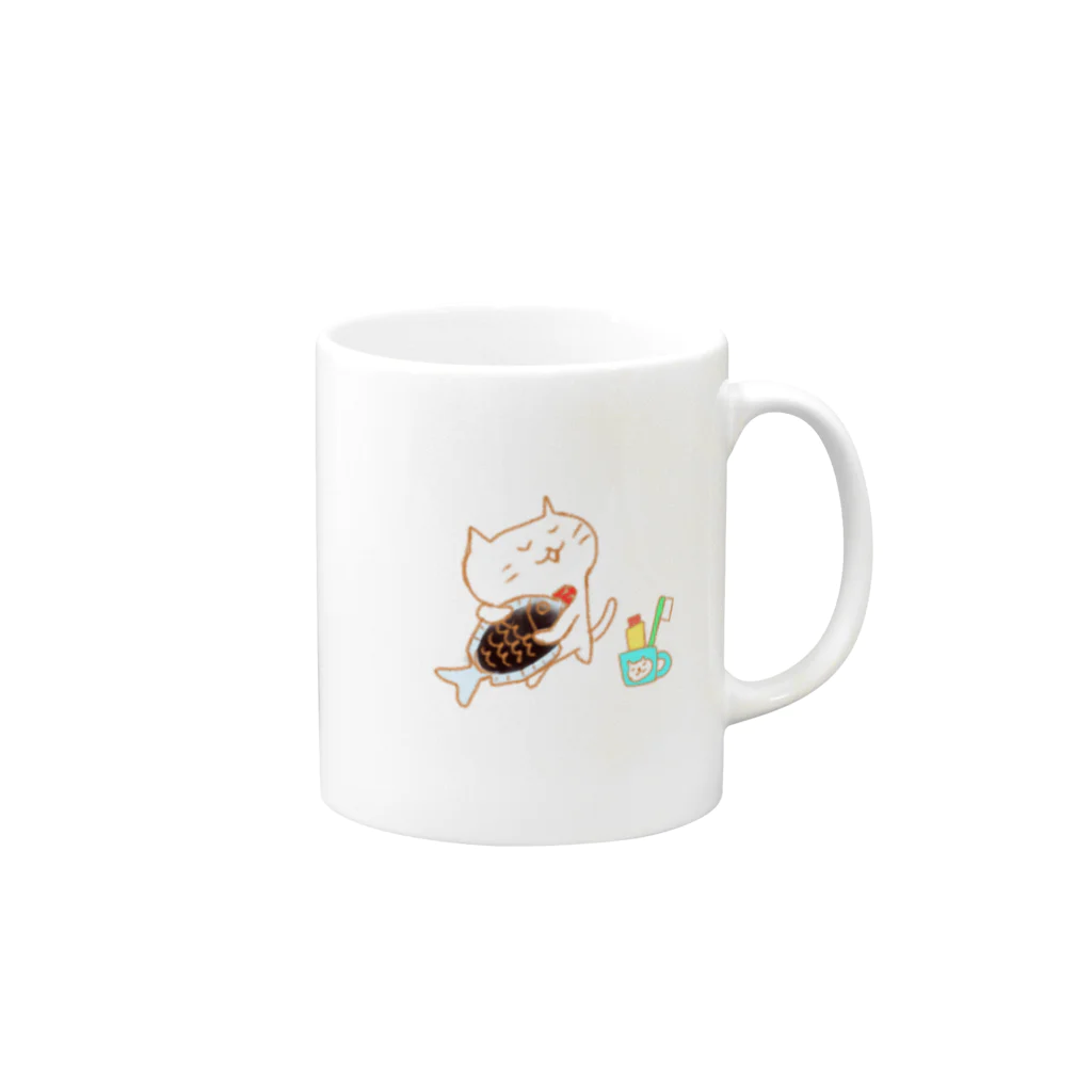 Hello Happy Catのお魚スキスキ Mug :right side of the handle