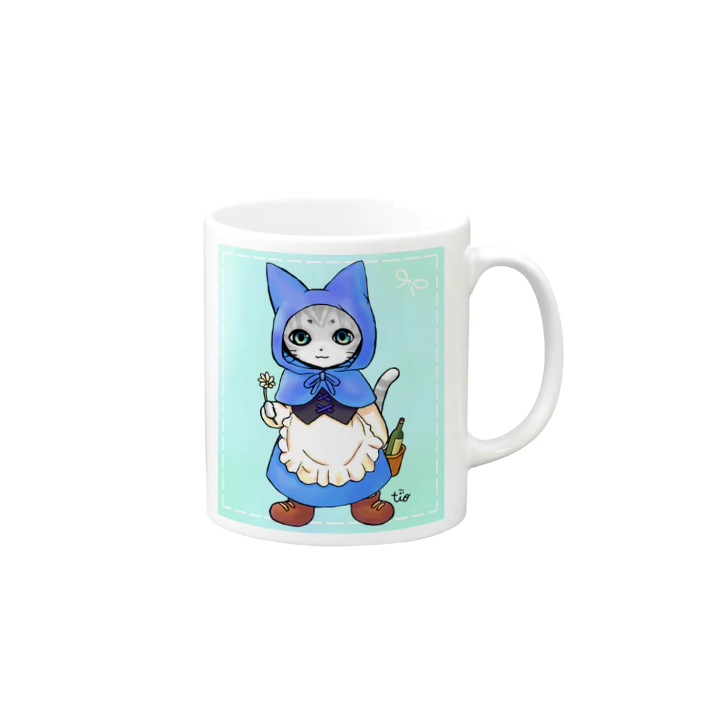 Tio Heartilの青ずきん猫ちゃん Mug :right side of the handle