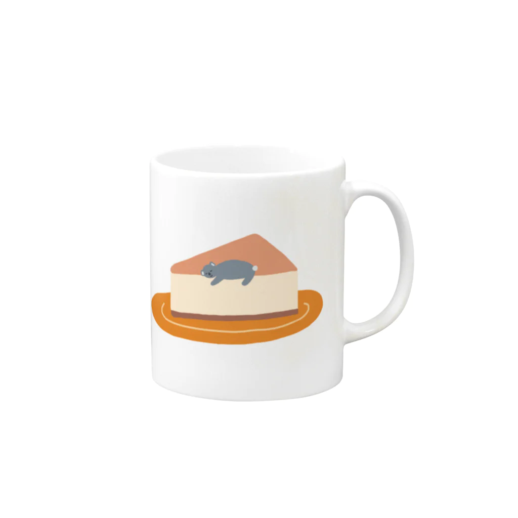 だらだらコアラのチーズケーキでだらだらするコアラ Mug :right side of the handle