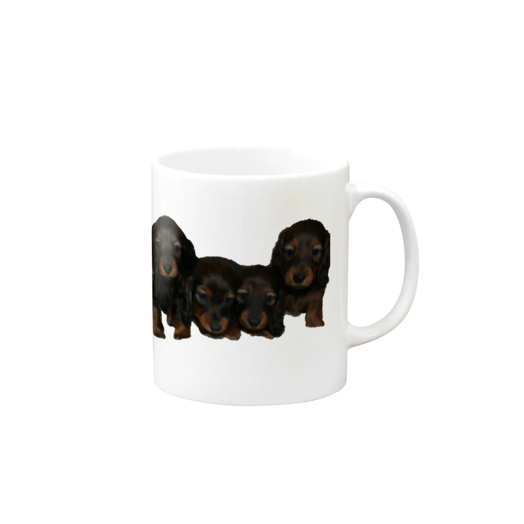 金魚と犬グッズの子犬6頭ダックス Mug :right side of the handle