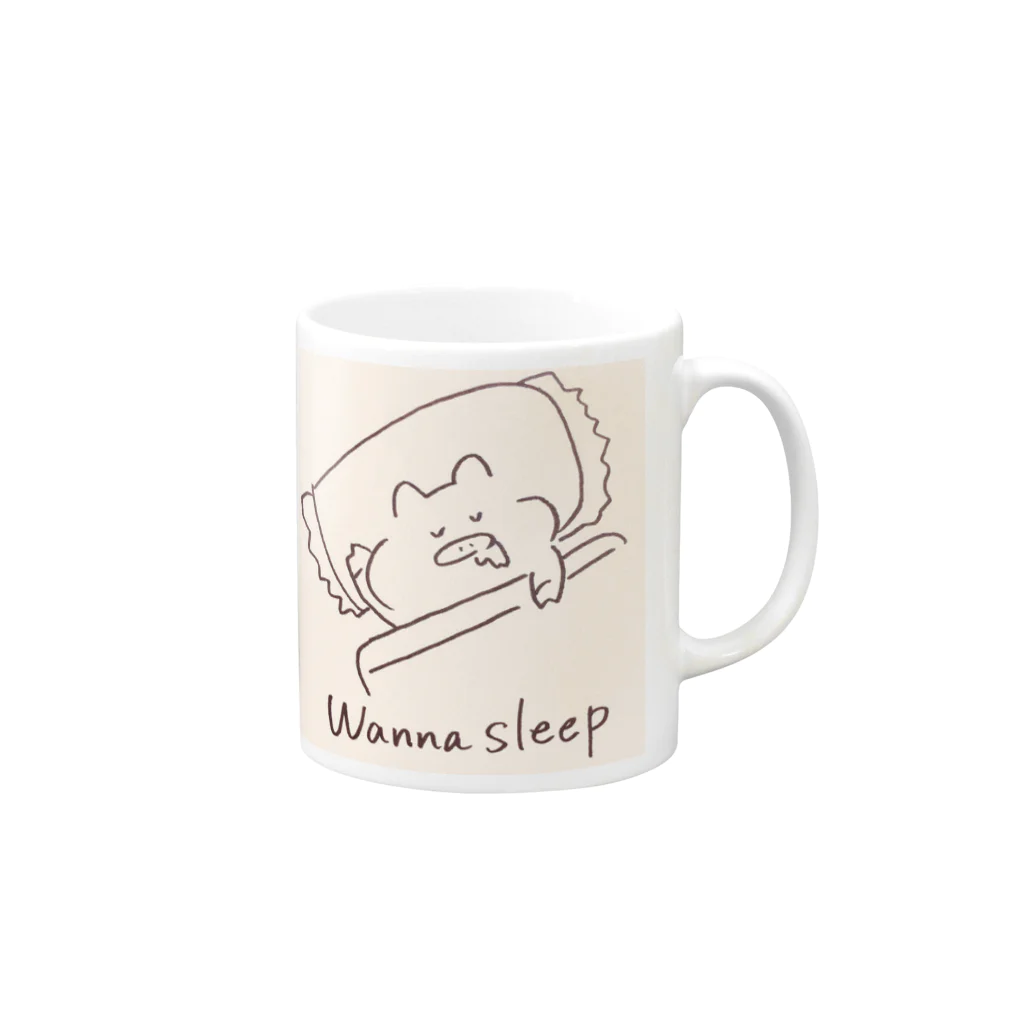 あやっぽうのwanna sleep Mug :right side of the handle