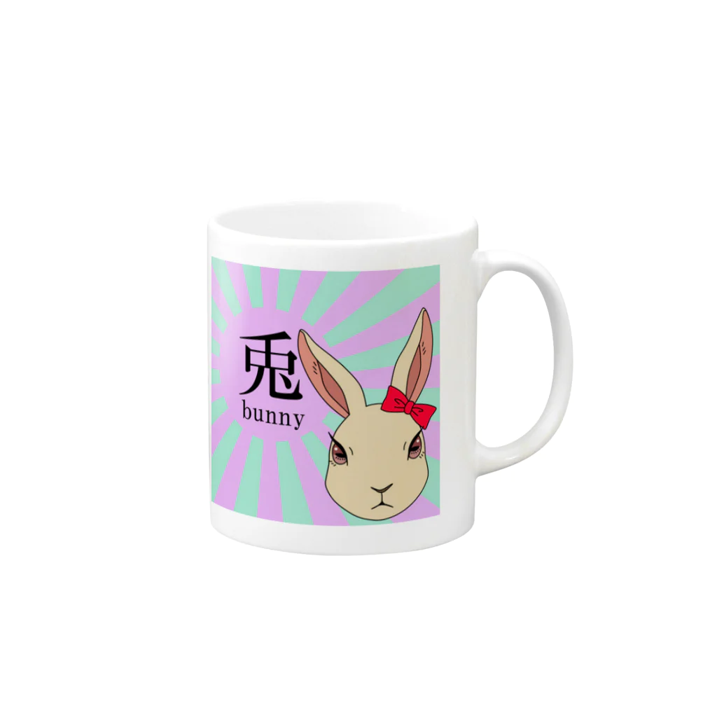 dadaplanetのリボンバニーちゃん Mug :right side of the handle