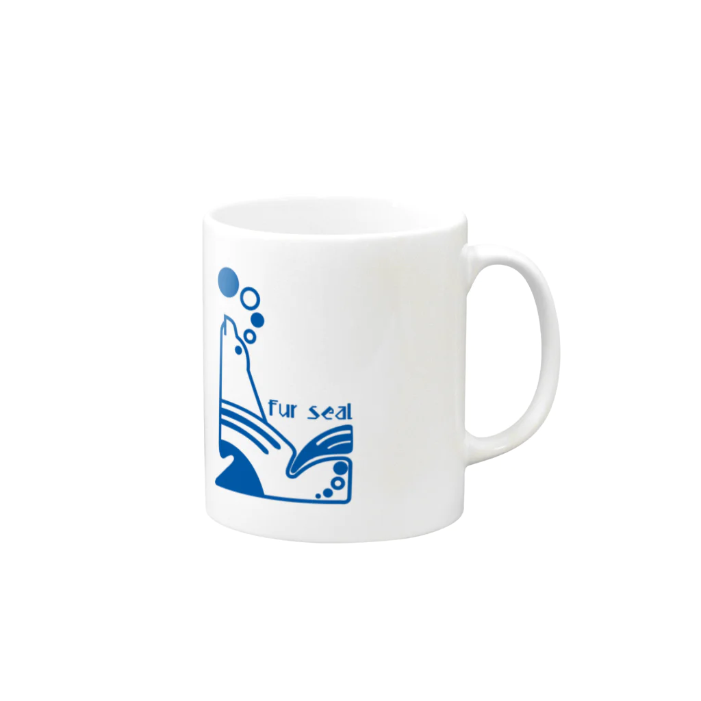 aniまるのaniまる Fur sea / mug Mug :right side of the handle