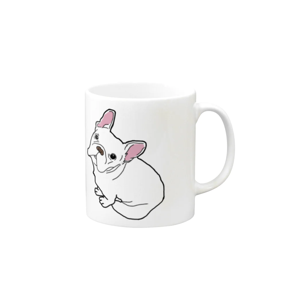 koHaruの白いフレンチプレドッグ Mug :right side of the handle