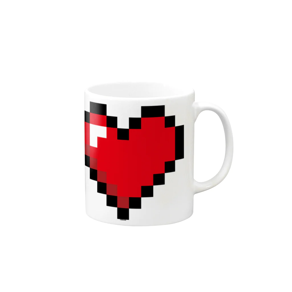 Cɐkeccooのドット絵ハート Mug :right side of the handle