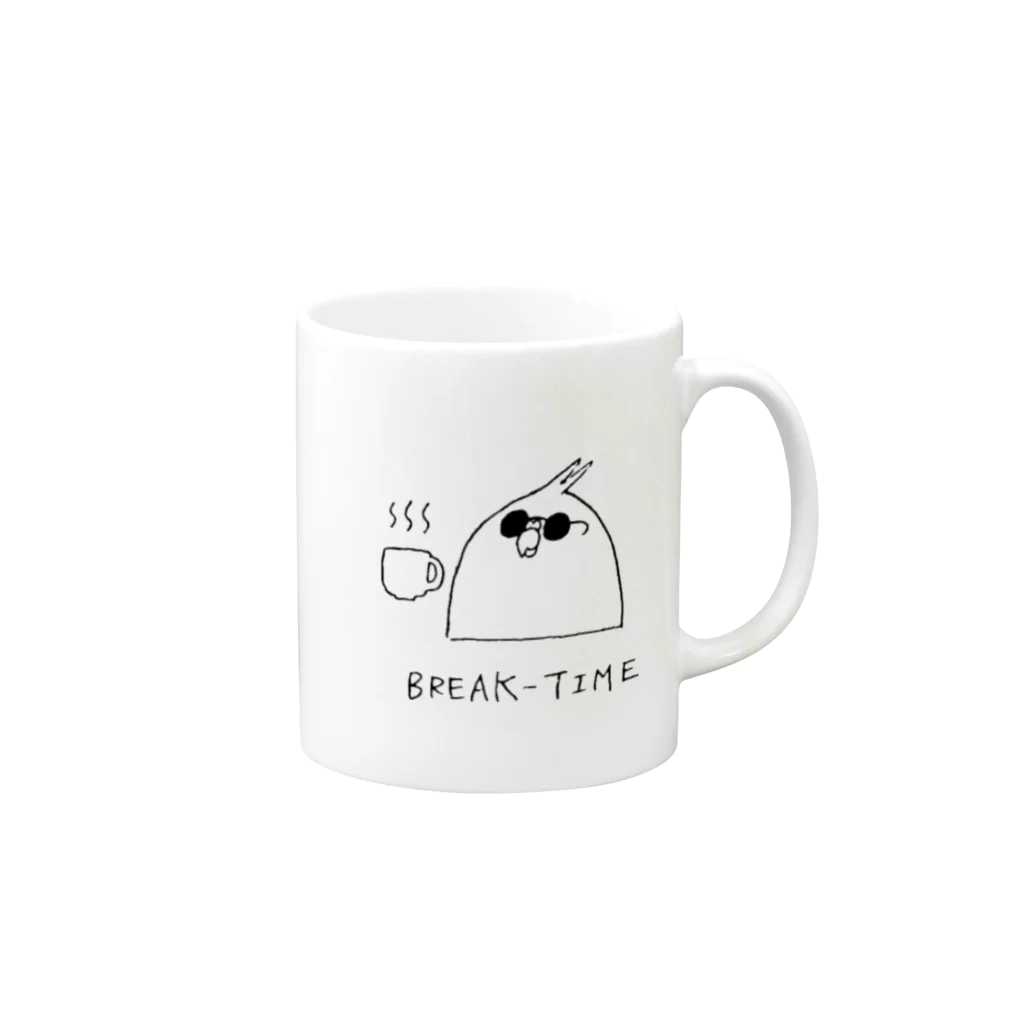 かふぇしょくにんのコーヒーブレイク中インコさん Mug :right side of the handle