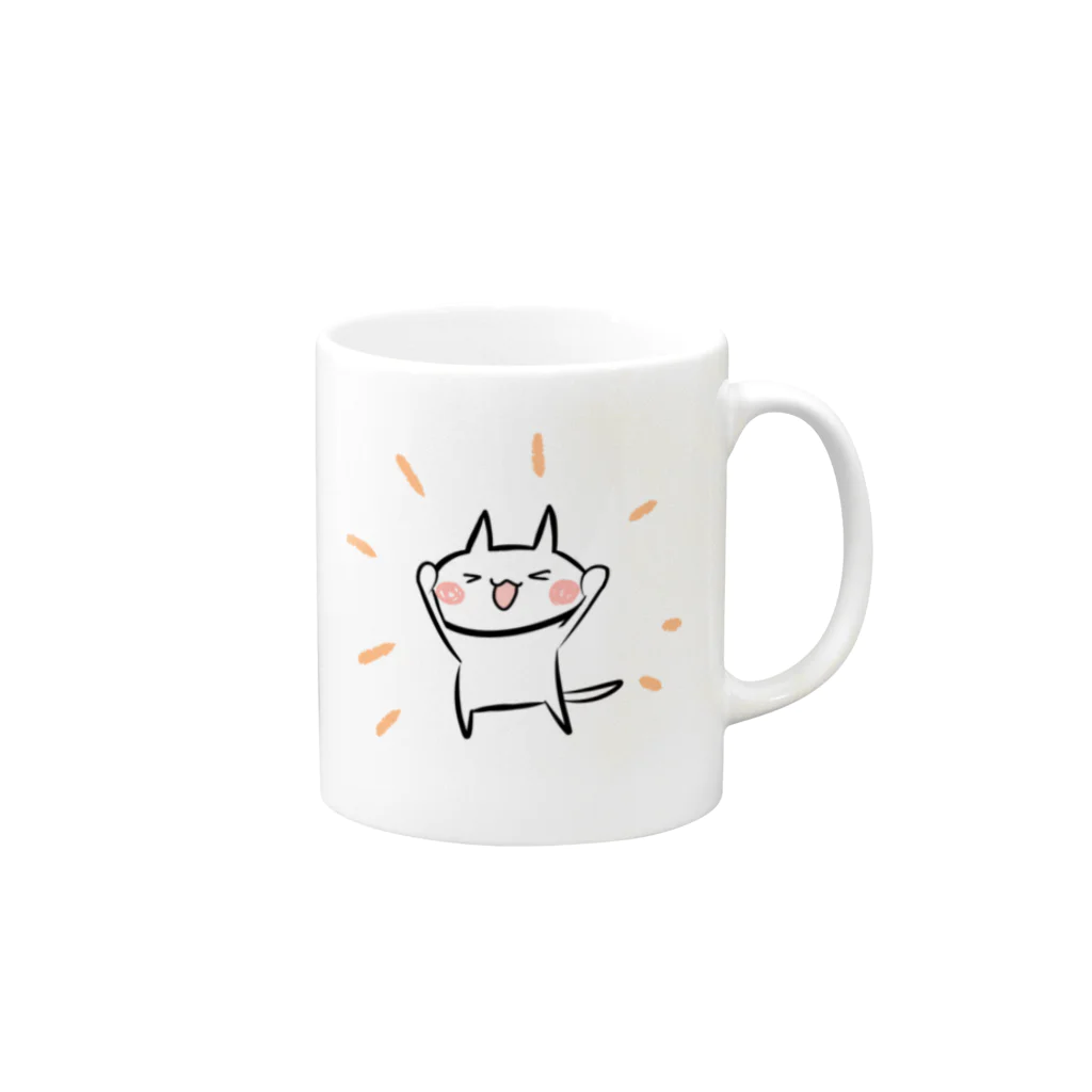 はち / きまぐれハチログのばんざいねこ Mug :right side of the handle