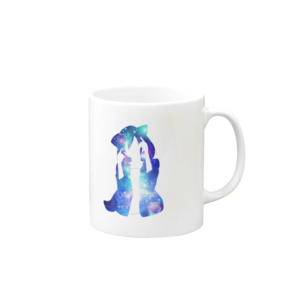 らるた。の猫耳フードの女の子 Mug :right side of the handle