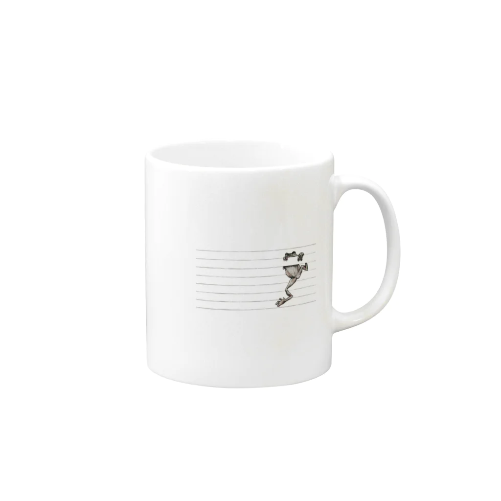 晴夏の罫線で遊ぶカエル Mug :right side of the handle