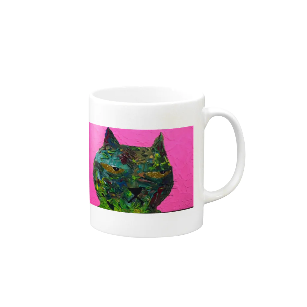 ️️ひろゆき🐾の不気味な猫 Mug :right side of the handle