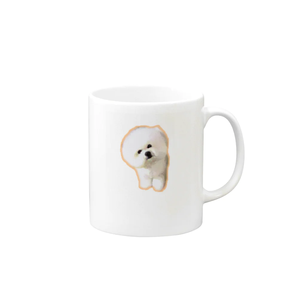 よこ丸たて丸のビションフリーゼよこ丸くん Mug :right side of the handle