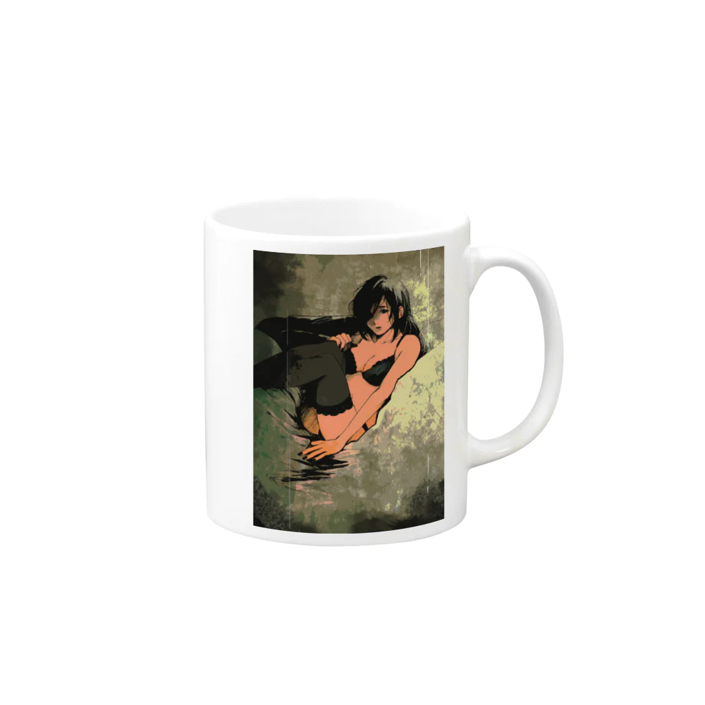 亞醒のBlack-girl Mug :right side of the handle