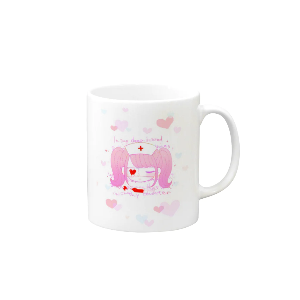 ぴぴまるの病み可愛い眼帯ナース Mug :right side of the handle