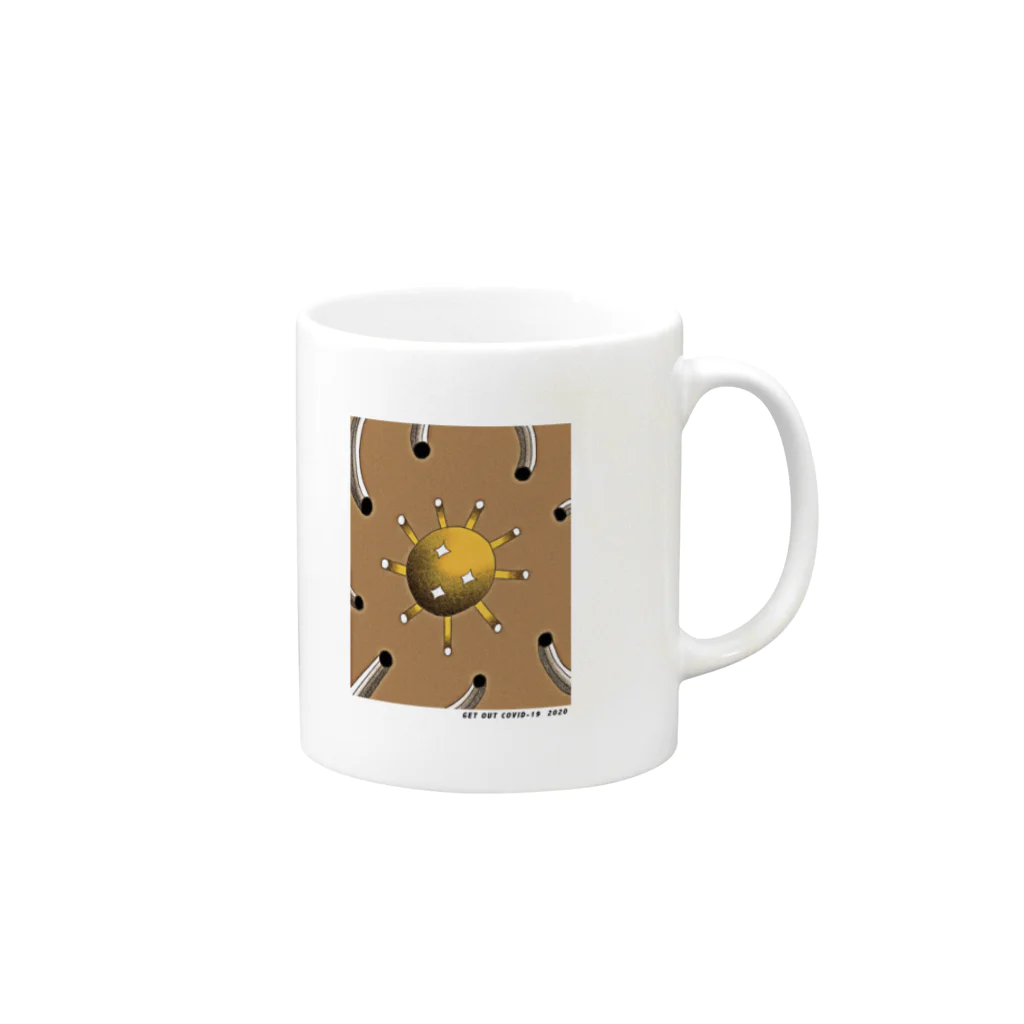 MINAMI HAYASHIのget out covid-19 Mug :right side of the handle