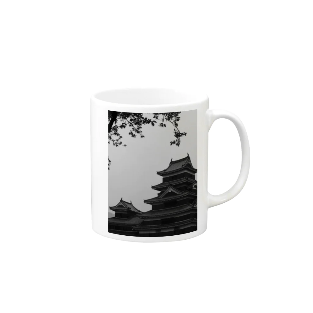 サンセットの松本城 Mug :right side of the handle