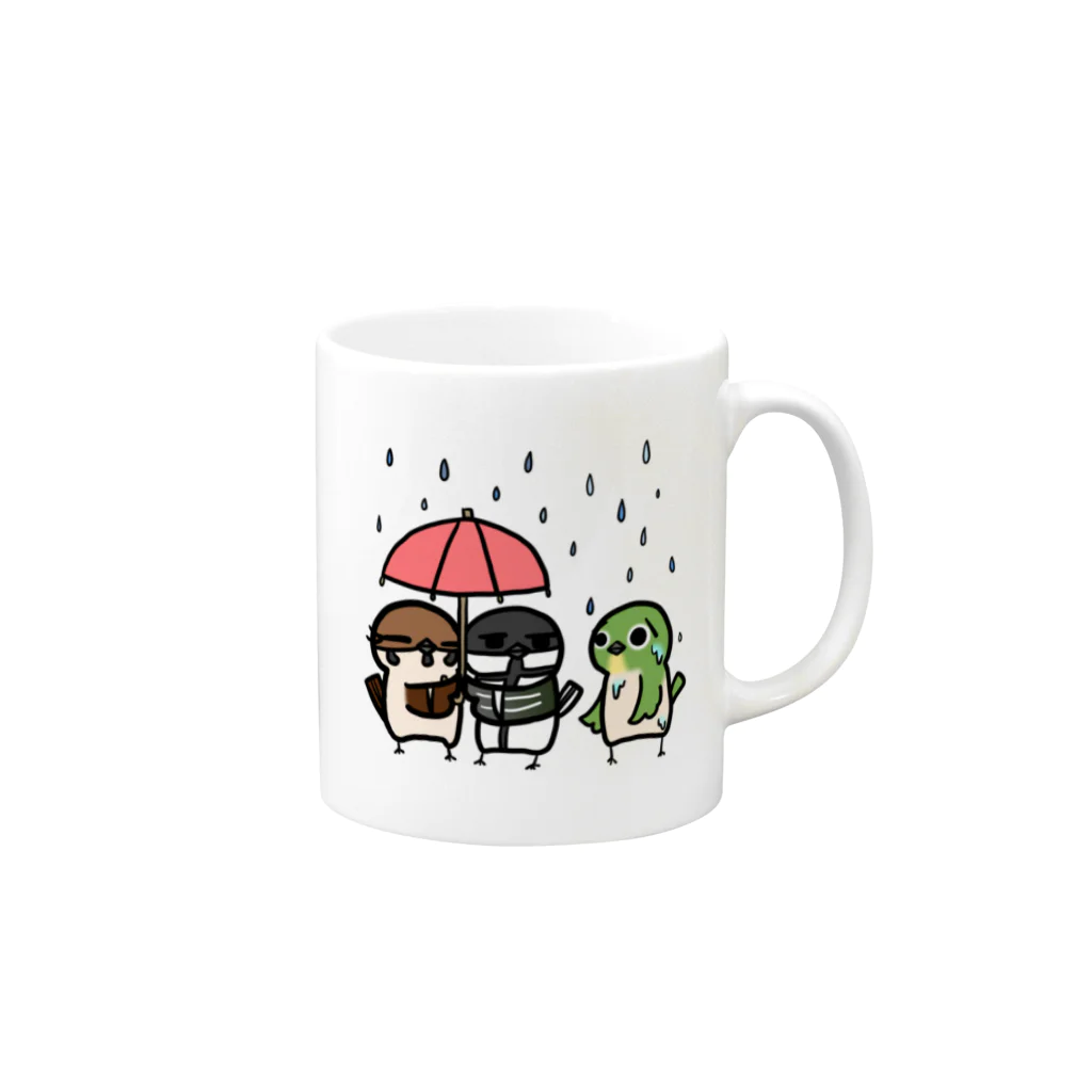 庭にくるコトリからのことりたちの梅雨 Mug :right side of the handle