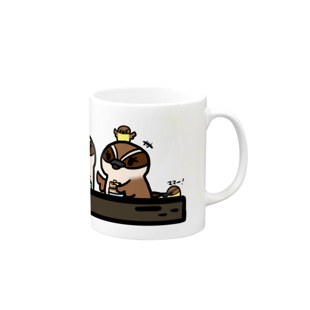 庭にくるコトリからのマガモちゃんママトーク withパパ Mug :right side of the handle