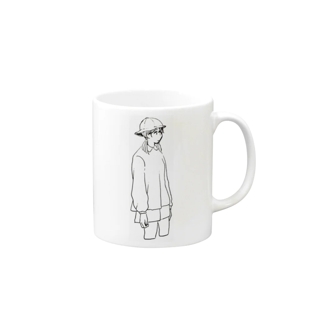 鶏肉屋の女 Mug :right side of the handle