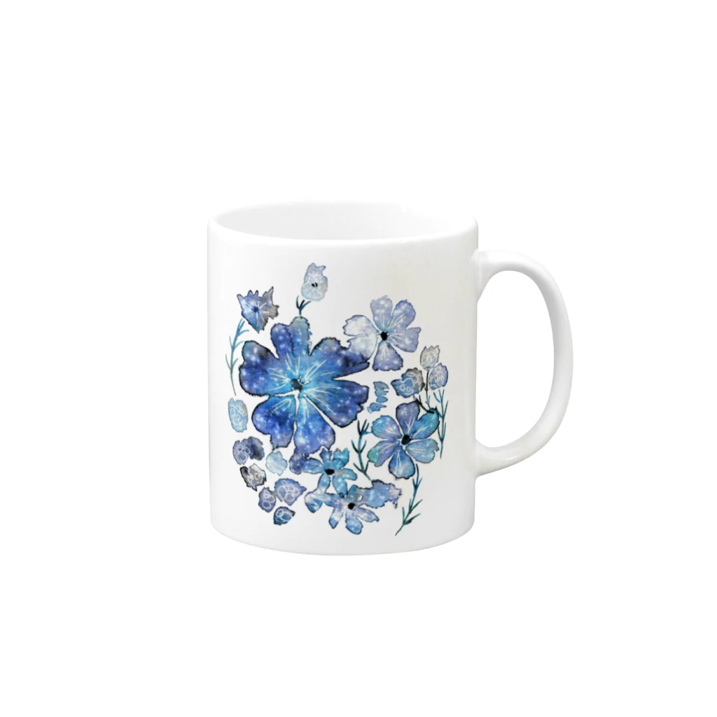 月久音工房の星空のお花たち Mug :right side of the handle