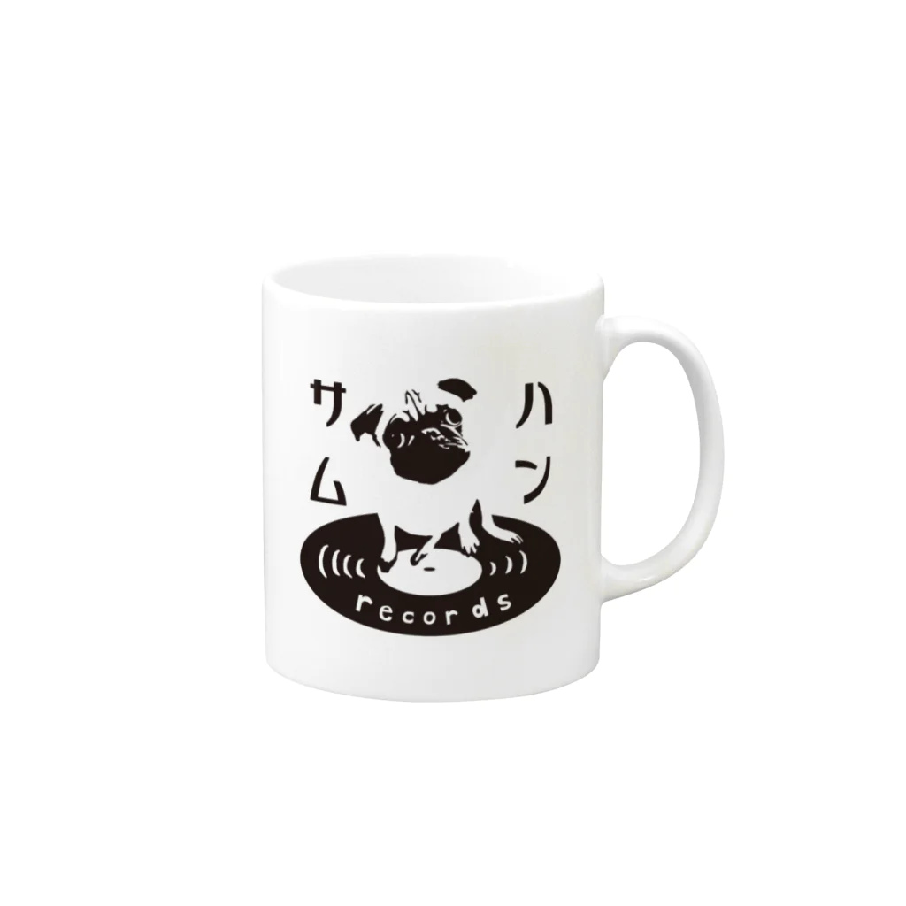 ハンサムレコーズ（湘南レコーズ）のハンサムレコードロゴ（黒） Mug :right side of the handle