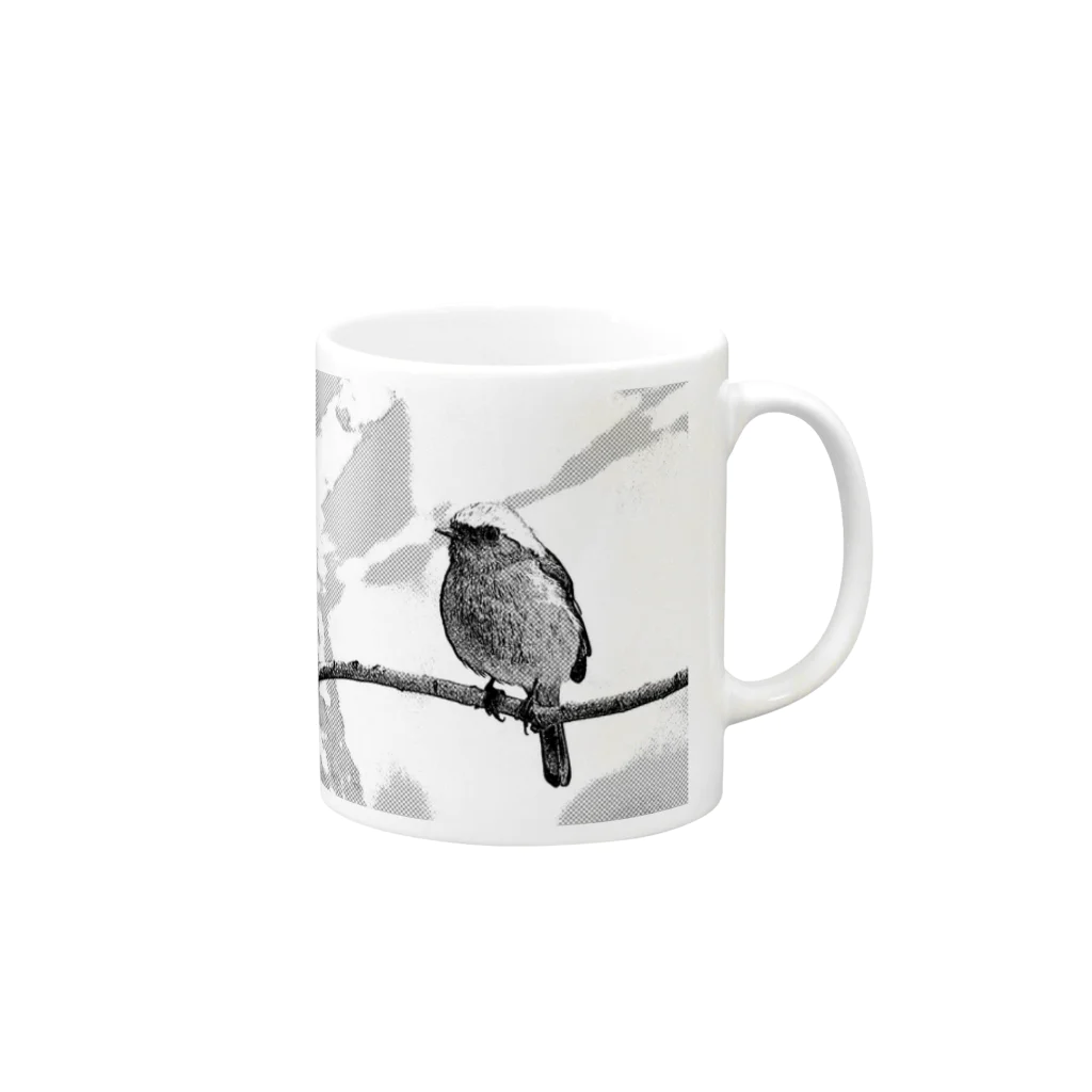 Natural silhouetteのジョウビタキ Mug :right side of the handle