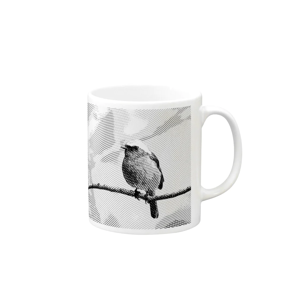 Natural silhouetteのジョウビタキ2 Mug :right side of the handle