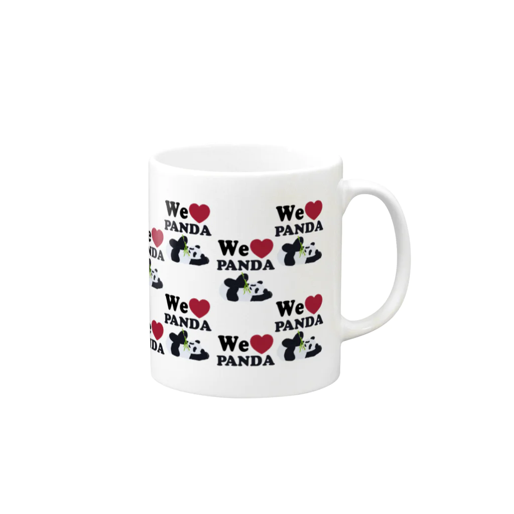 キッズモード某のwe love パンダ　総柄 Mug :right side of the handle