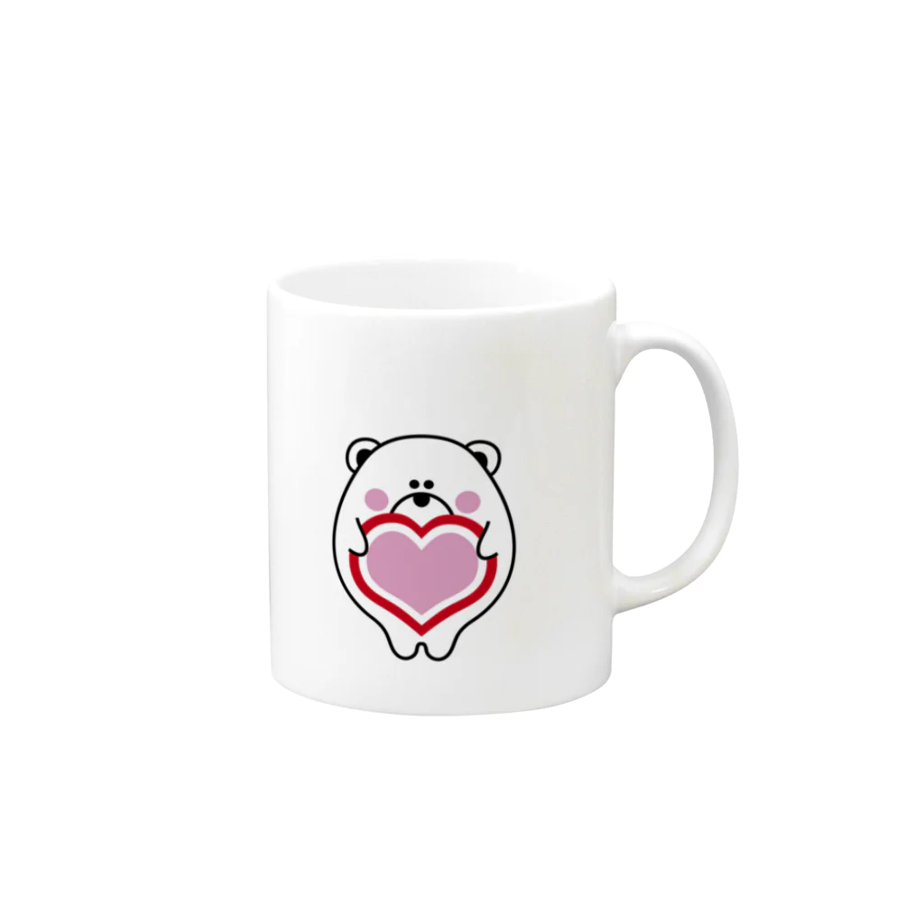 ハートグッズの白くま＆ハート Mug :right side of the handle