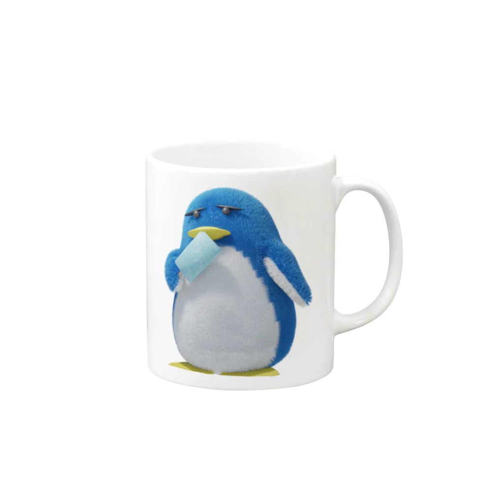 NANOKAYUKIショップのぬいぐるみ暑いぞ！ペンギン Mug :right side of the handle