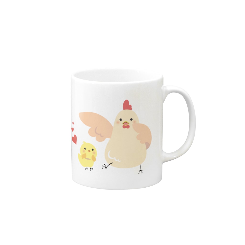 あかえほ & ちびそざいのニワトリさんとヒヨコさん【あかえほ公式】 Mug :right side of the handle