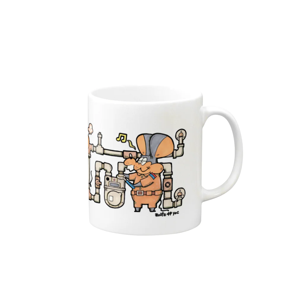 yoc(よっく)のガスメーターねずみ Mug :right side of the handle