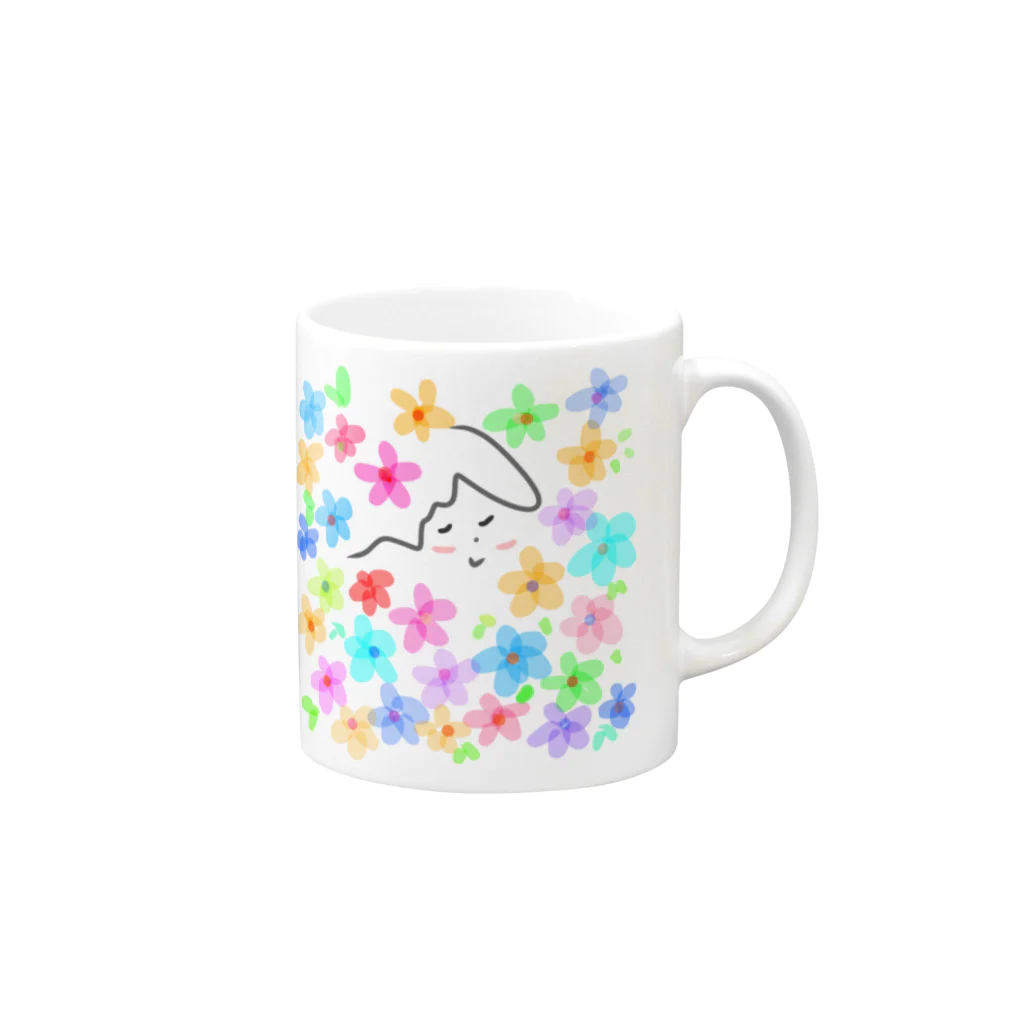 momona_のお花に囲まれて Mug :right side of the handle