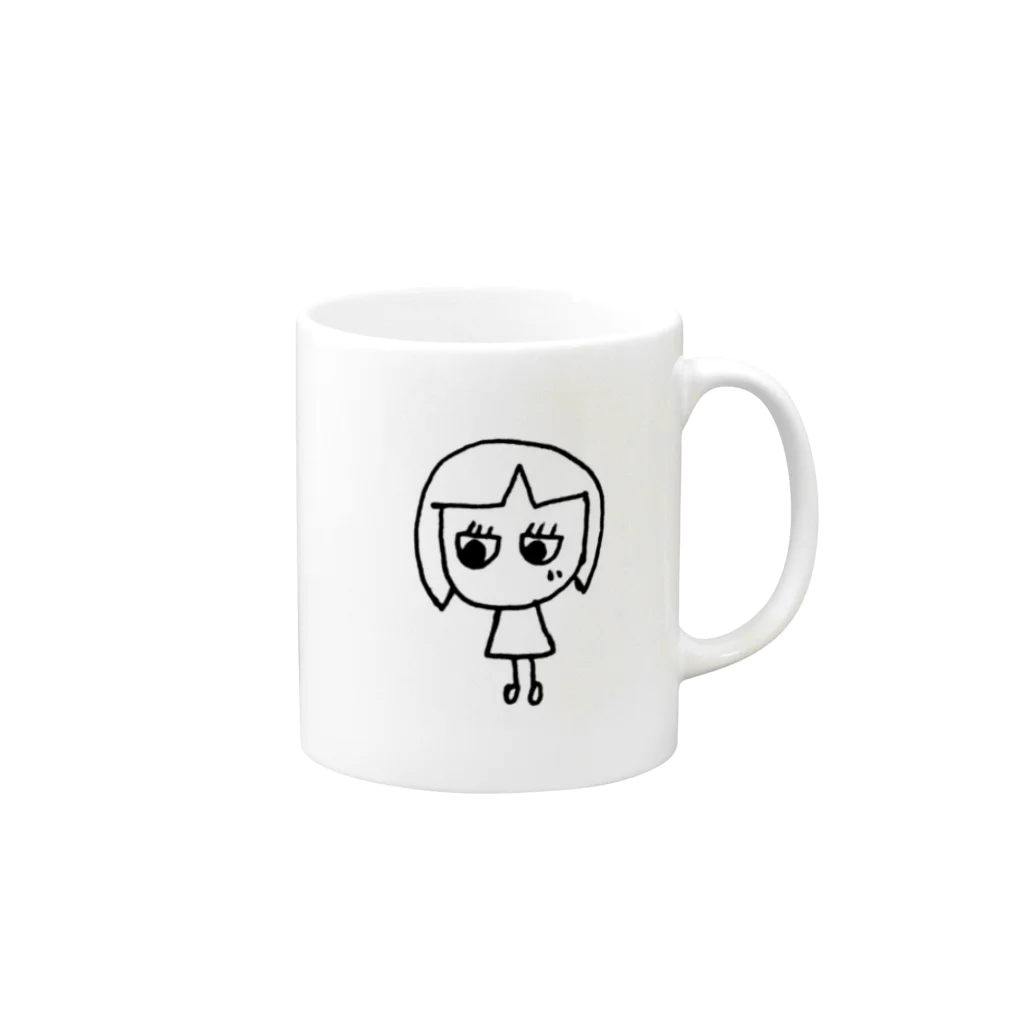 ゆるふわ系イラストグッズの小さなかわいい女の子 Mug :right side of the handle