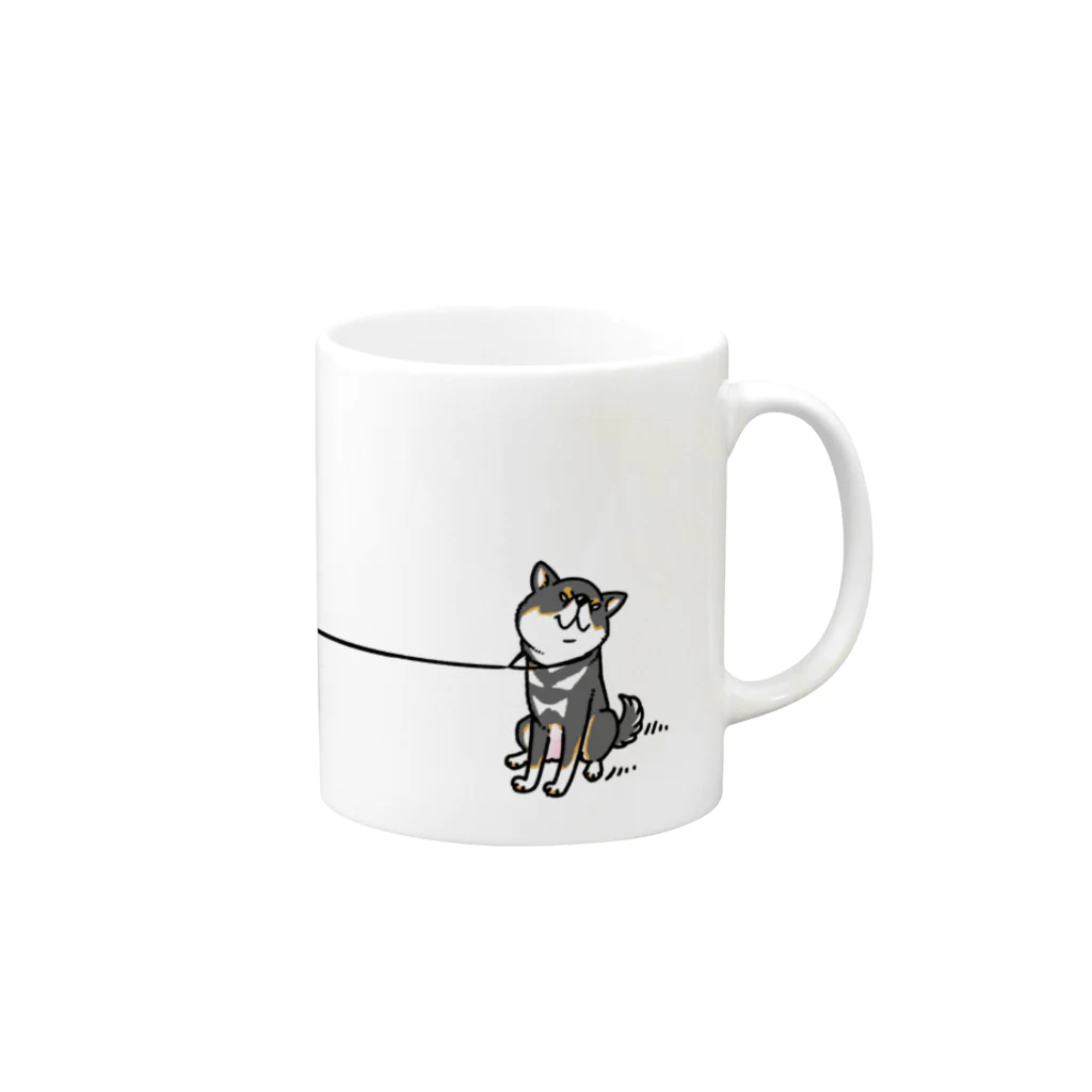 真希ナルセ（マキナル）のイヤイヤ柴犬（黒柴） Mug :right side of the handle