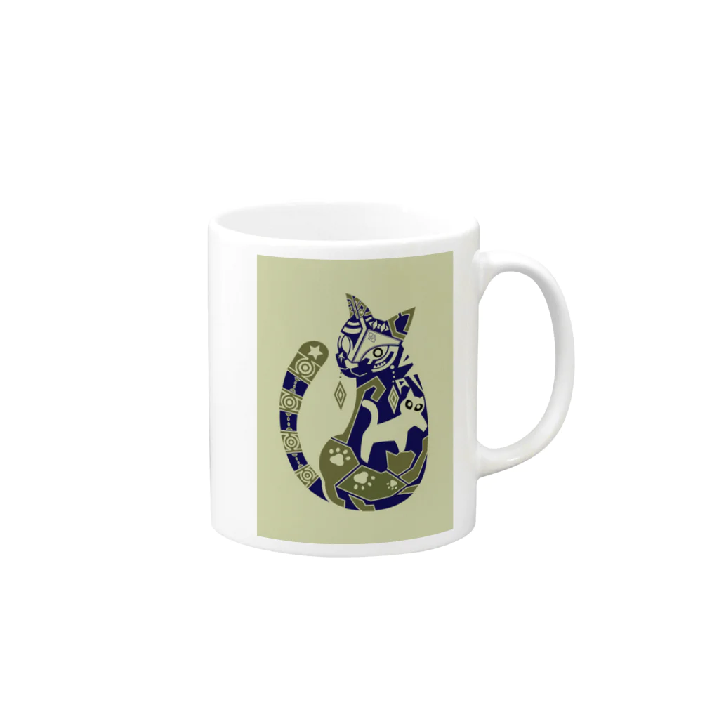 もよういぬ（グッズ販売）の１８　ねこ（反転色） Mug :right side of the handle