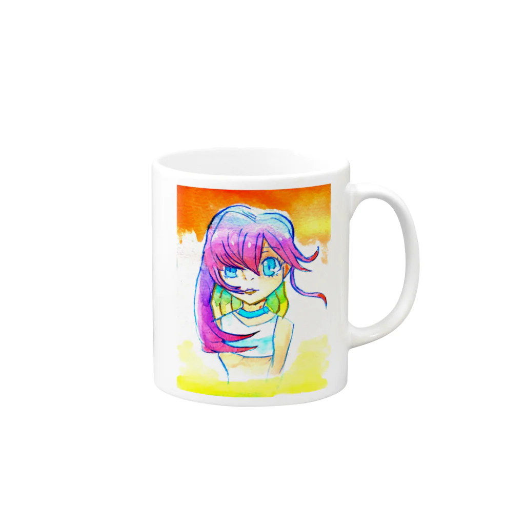 さんばんてのyuyake girl Mug :right side of the handle