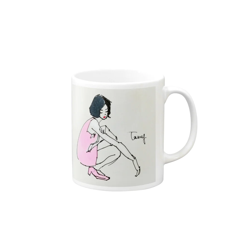 TANY SHOPのピンクのワンピ Mug :right side of the handle