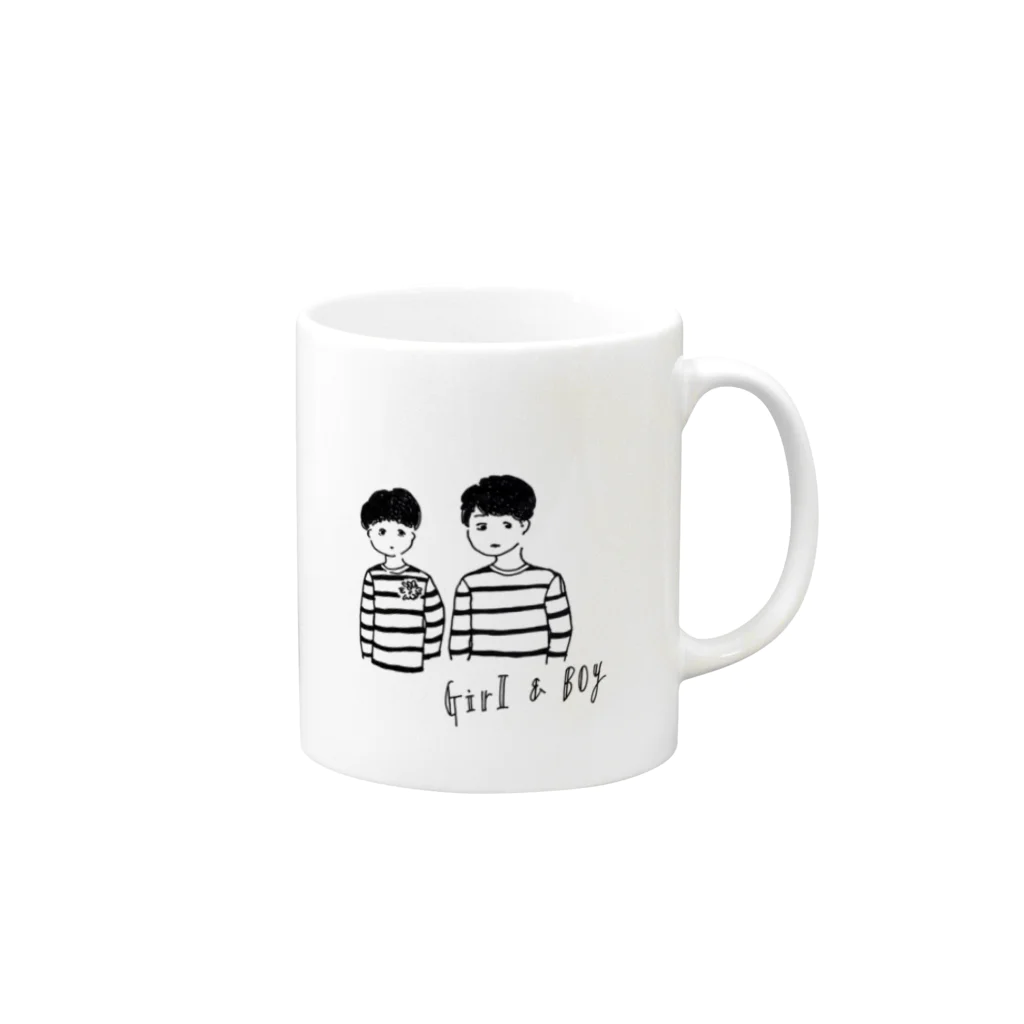 o z a.のGirl & Boy Mug :right side of the handle