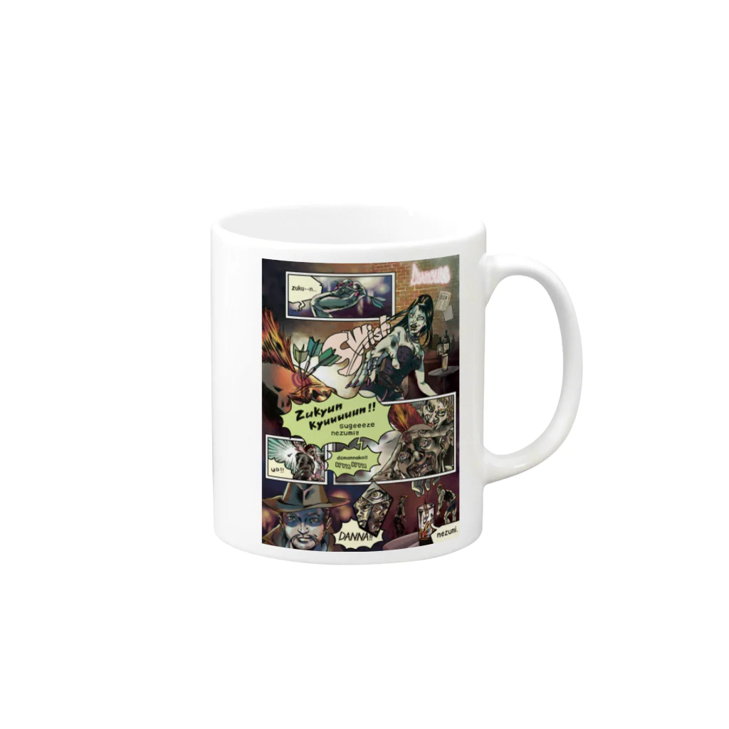 ozashikikoburaの「RUN」アメコミネズミ編 Mug :right side of the handle